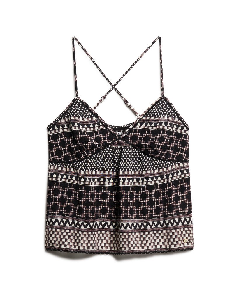 bedrukte geweven cami-top in shirbori layer mono
