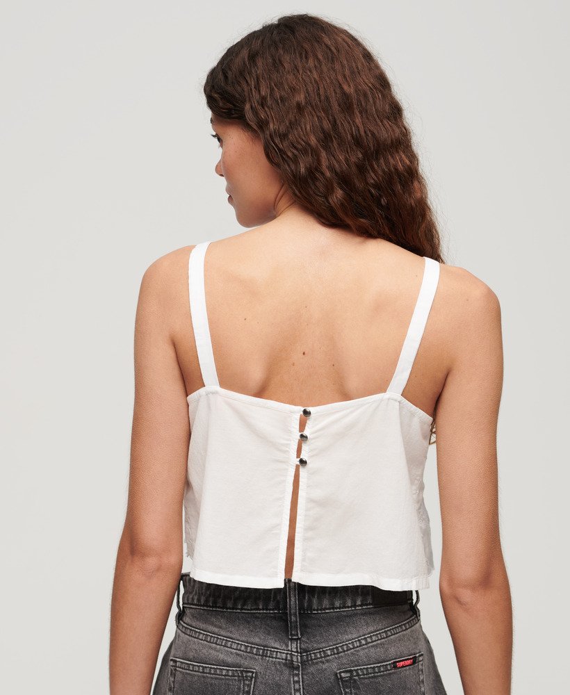 ibiza geborduurde cami-top in gebroken wit