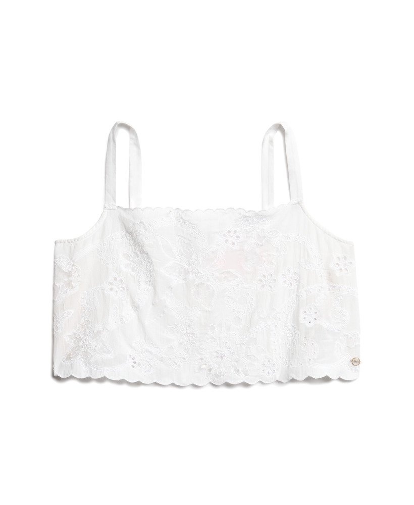 ibiza geborduurde cami-top in gebroken wit