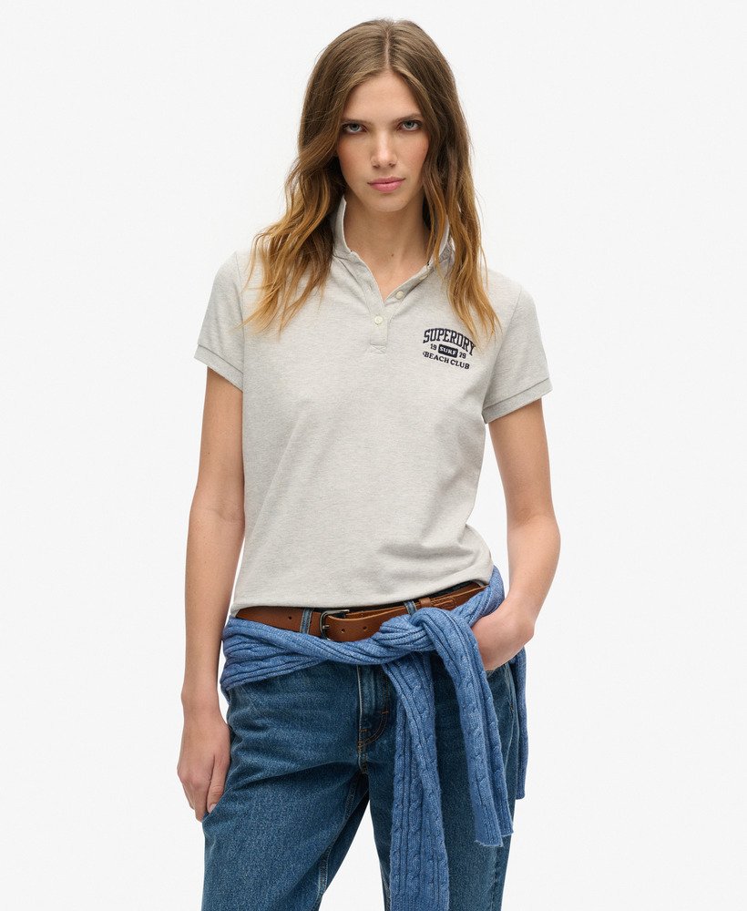 athletic essentials 90s fitted polo in glacier grey marl