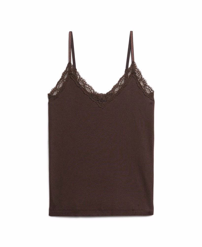 Essentiële sportieve cami-top met kanten afwerking