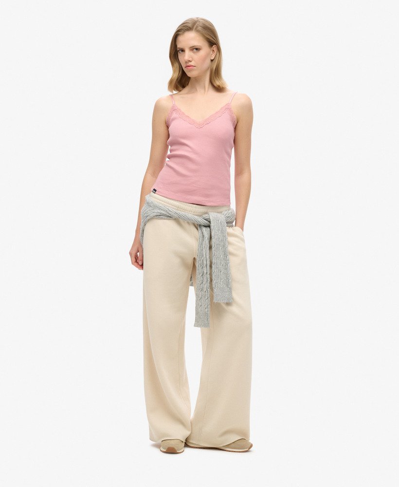athletic essential cami top met kanten afwerking in zachtroze