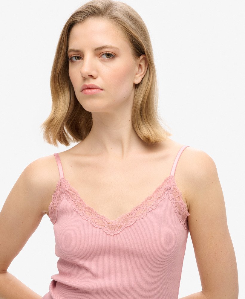 athletic essential cami top met kanten afwerking in zachtroze