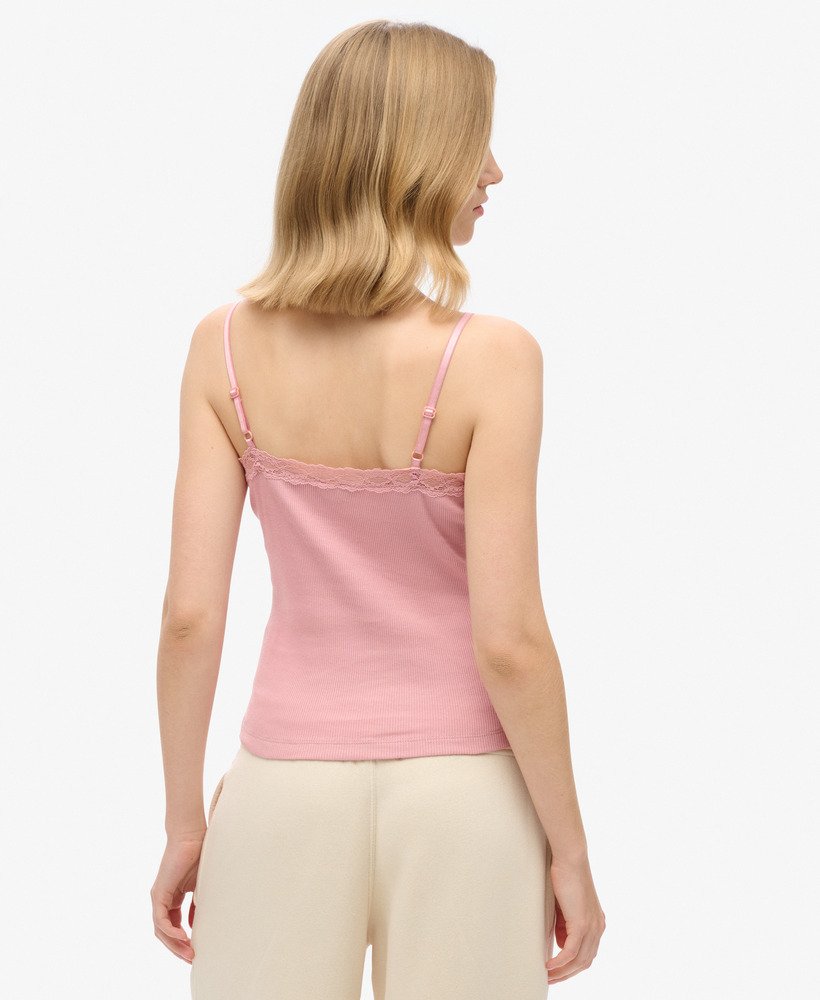 athletic essential cami top met kanten afwerking in zachtroze