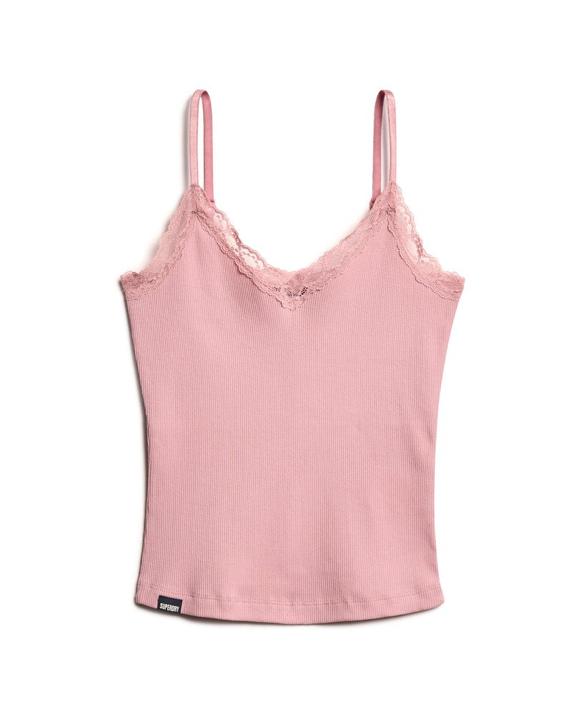 athletic essential cami top met kanten afwerking in zachtroze