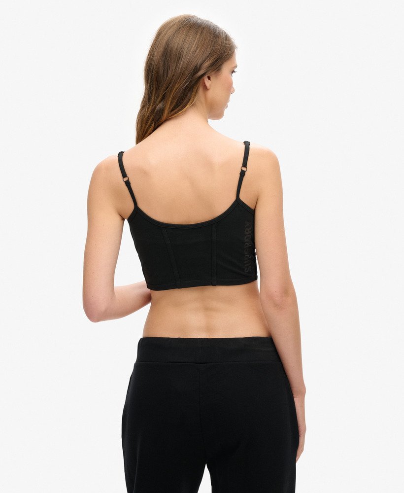 sport tech corset top in zwart