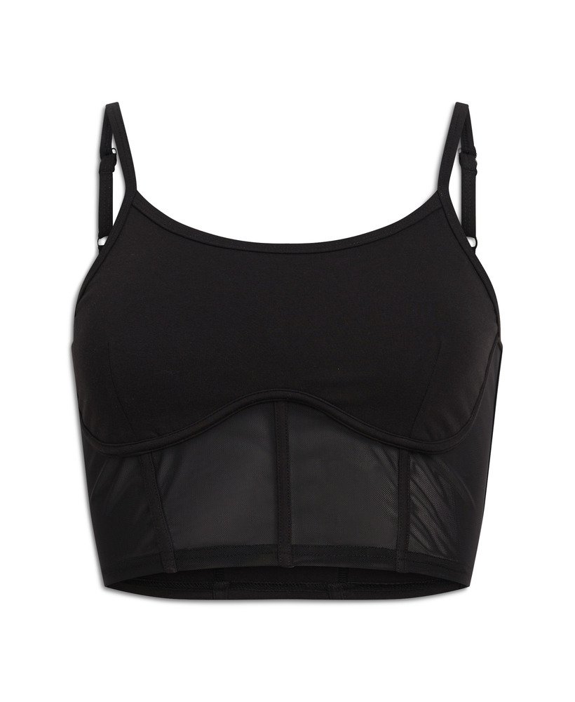 sport tech corset top in zwart