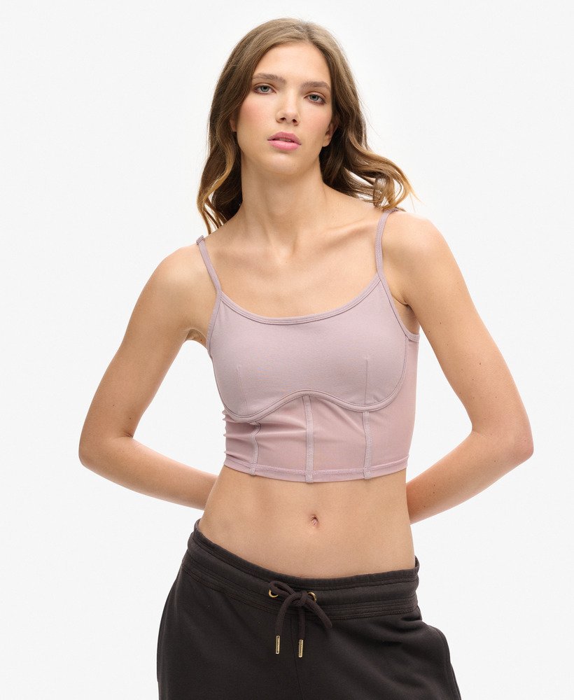 sport tech corset top in quail purple