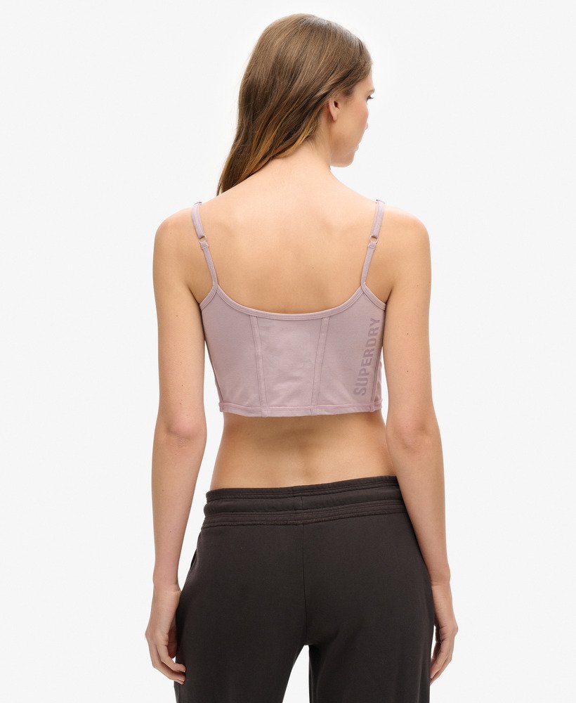 sport tech corset top in quail purple