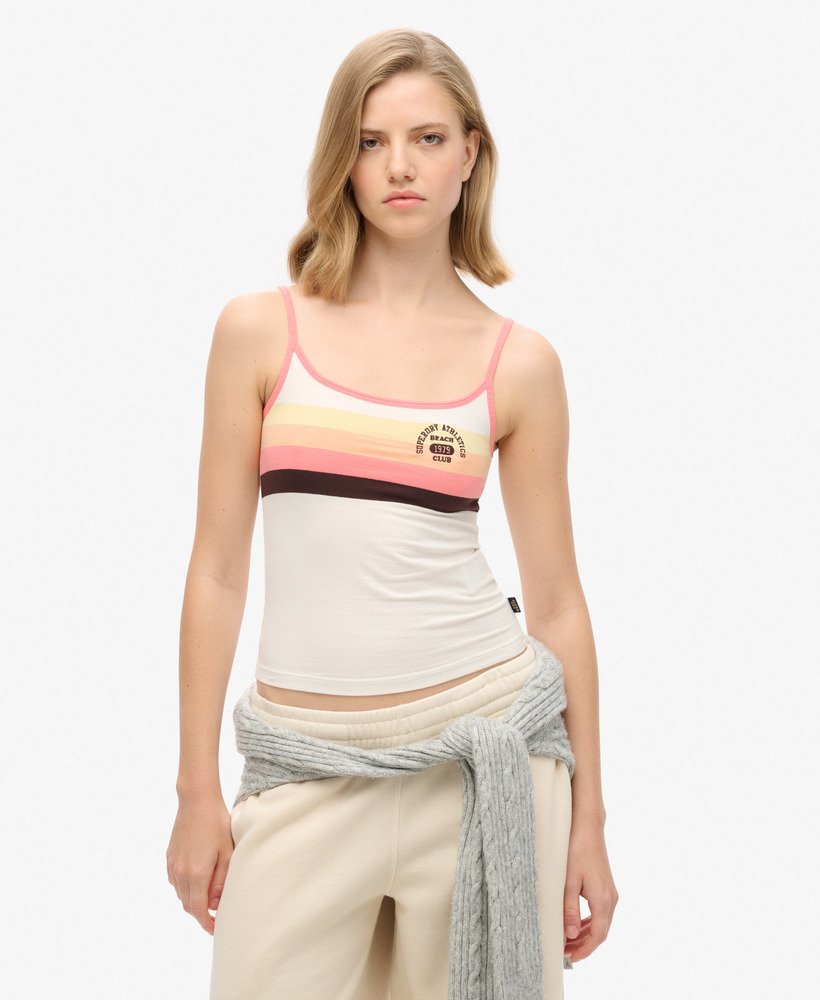 athletic essentials merk camitop in sunset coral stripe