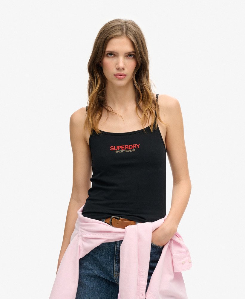 sportswear logo nauwsluitende cami top in zwart