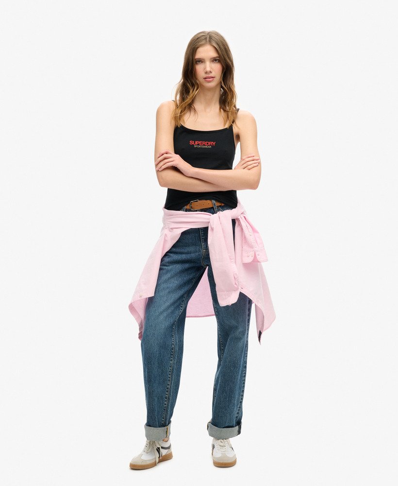 sportswear logo nauwsluitende cami top in zwart