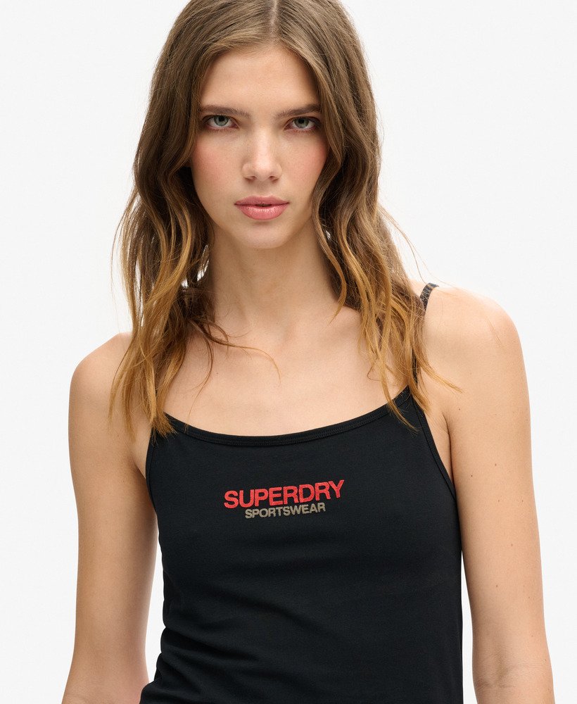 sportswear logo nauwsluitende cami top in zwart