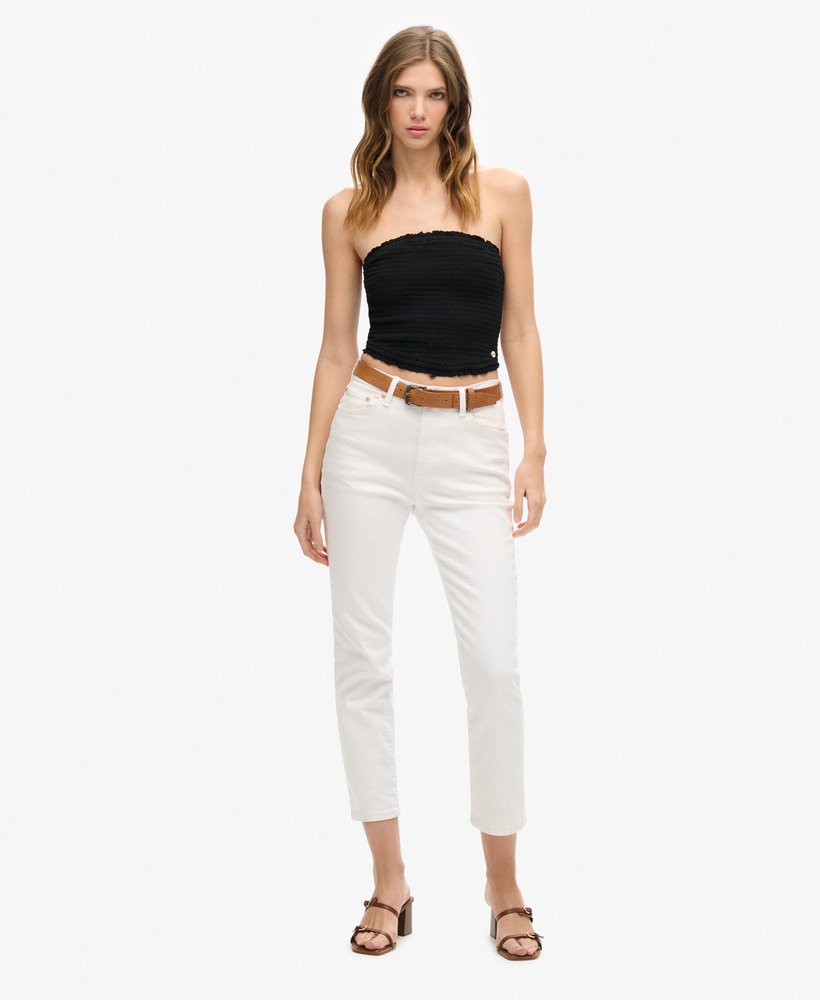 bandeau-top met smokwerk in zwart