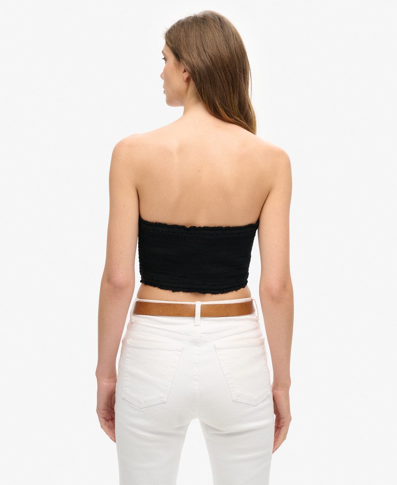 bandeau-top met smokwerk in zwart