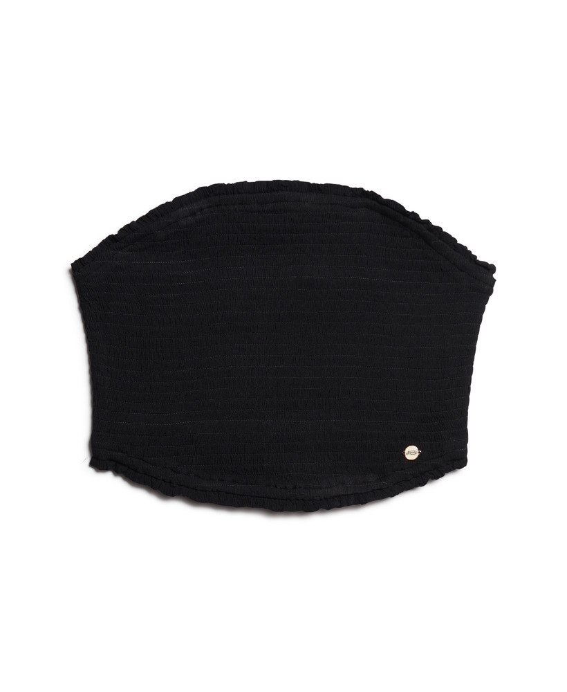 bandeau-top met smokwerk in zwart