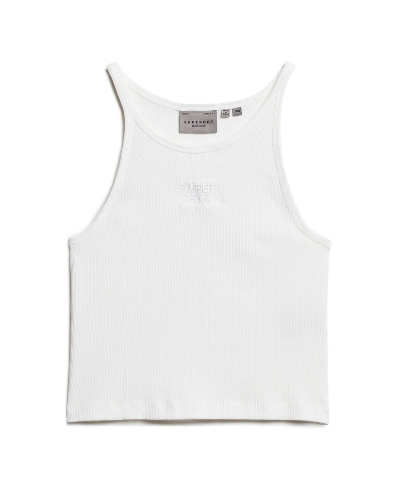 geborduurd ribvest in stralend wit