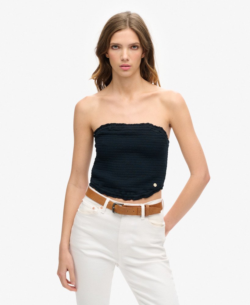 geplooide bandeau-top in eclipse navy