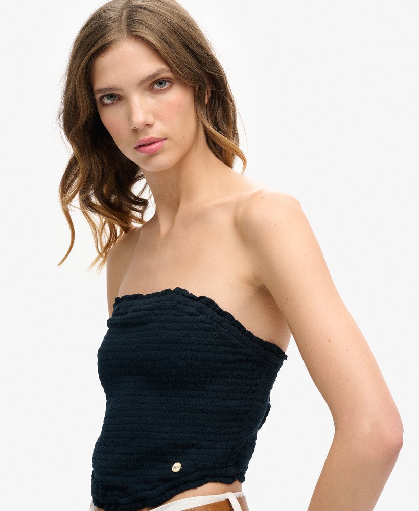 geplooide bandeau-top in eclipse navy