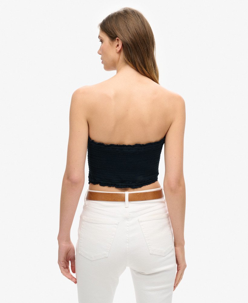 geplooide bandeau-top in eclipse navy