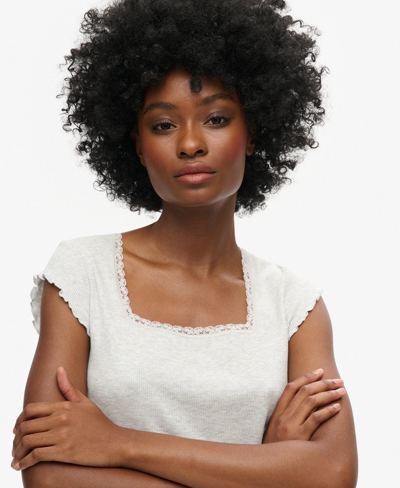 athletic essentials top met vierkante hals in glacier grey marl