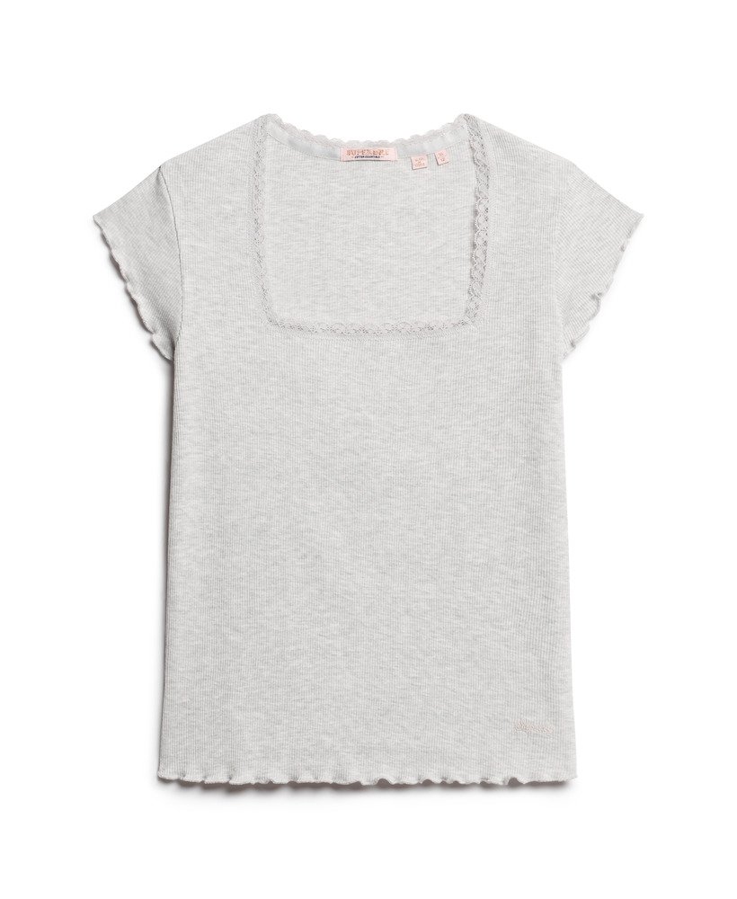 athletic essentials top met vierkante hals in glacier grey marl