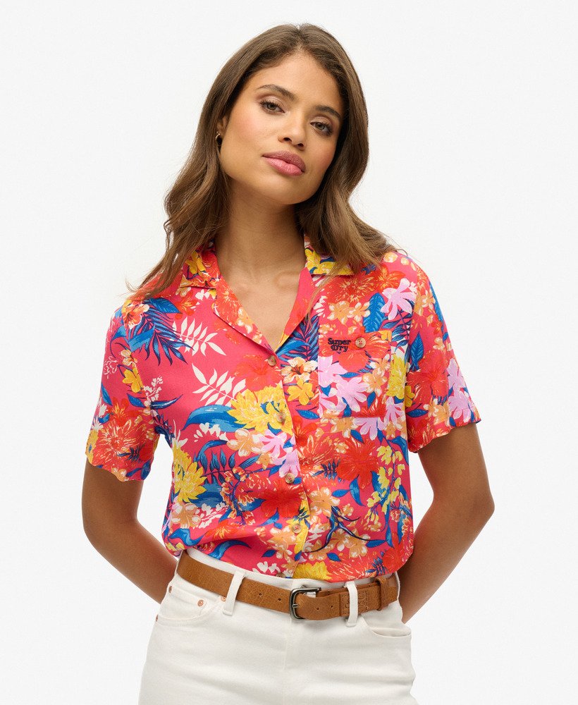 strandresort shirt in roze anemoon