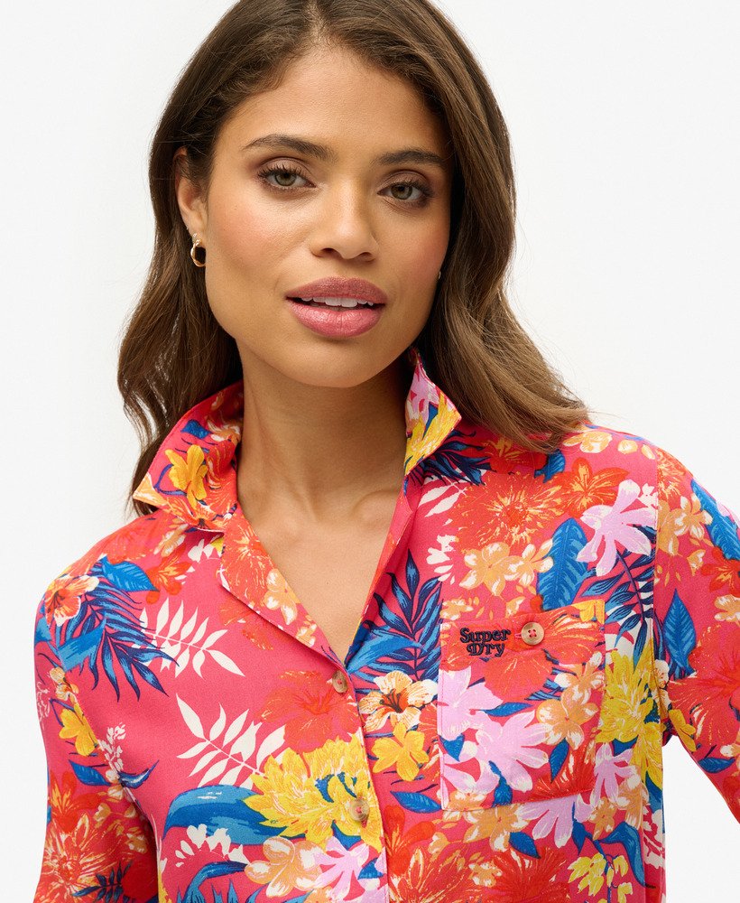 strandresort shirt in roze anemoon