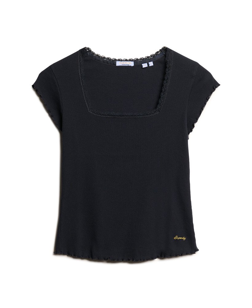 athletic essentials top met vierkante hals in eclipse navy