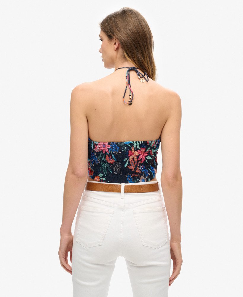 cropped top met uitsnijdingen van geweven stof in vera floral multi