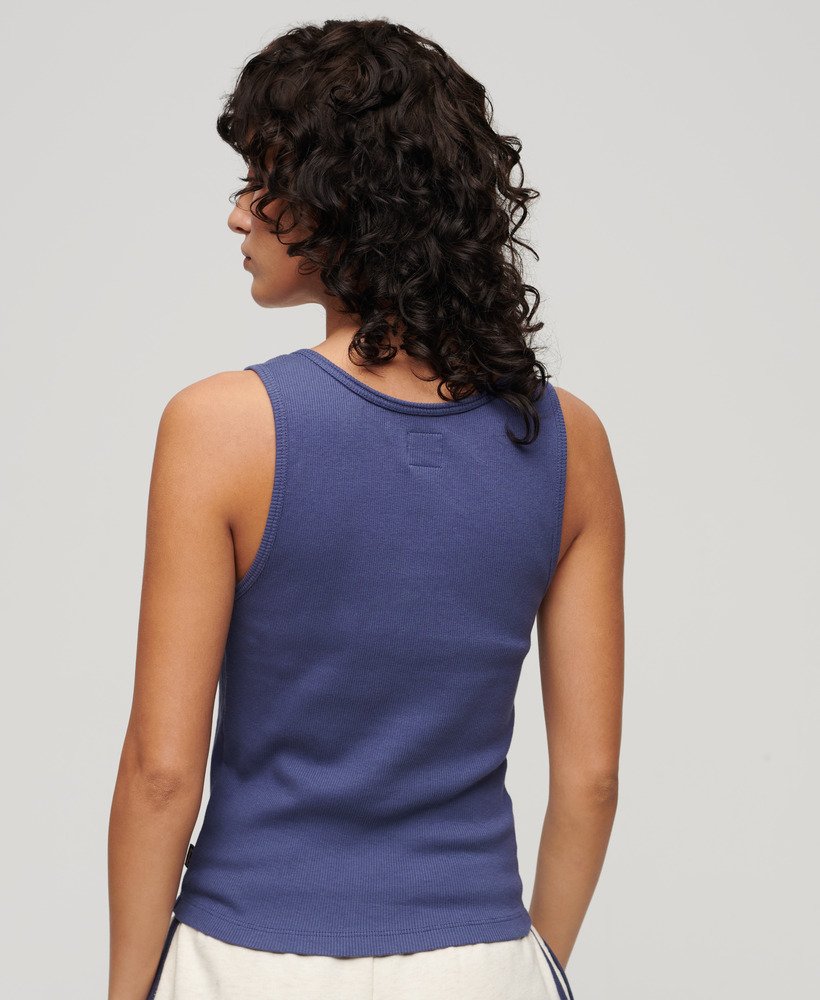 athletic essentials button down vest top in mariner navy