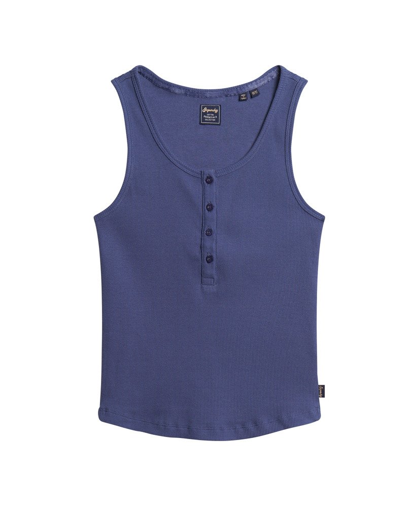athletic essentials button down vest top in mariner navy