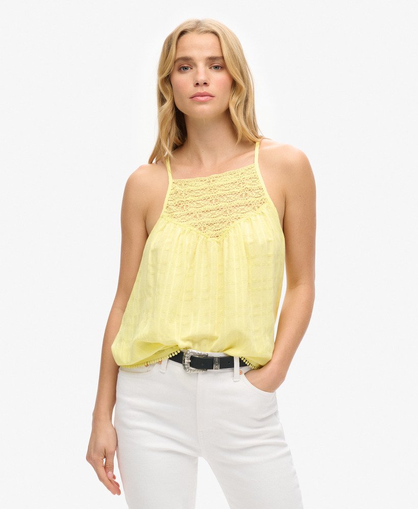 kanten camisole strandtop in lichtgeel