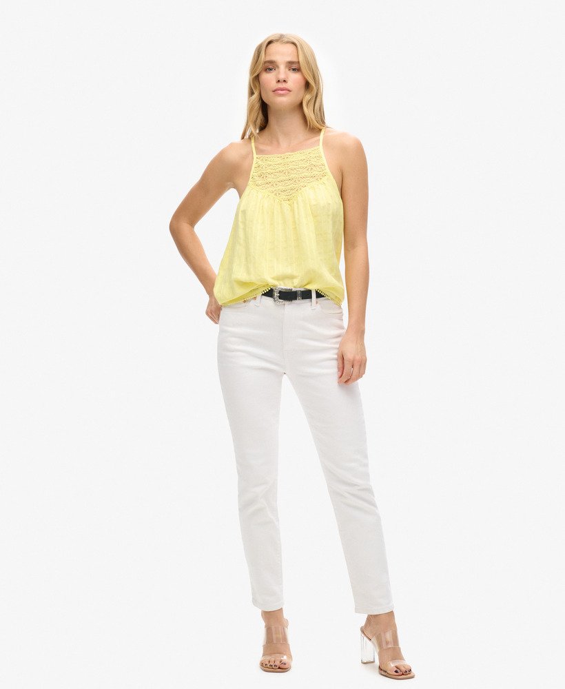 kanten camisole strandtop in lichtgeel