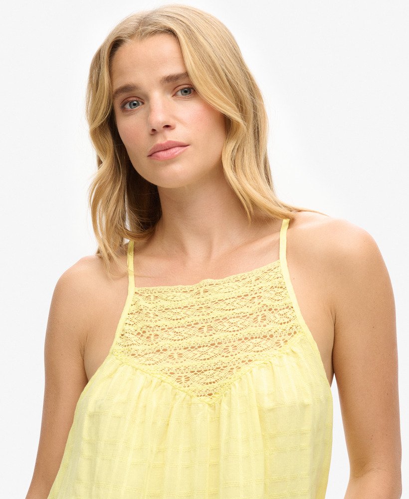 kanten camisole strandtop in lichtgeel