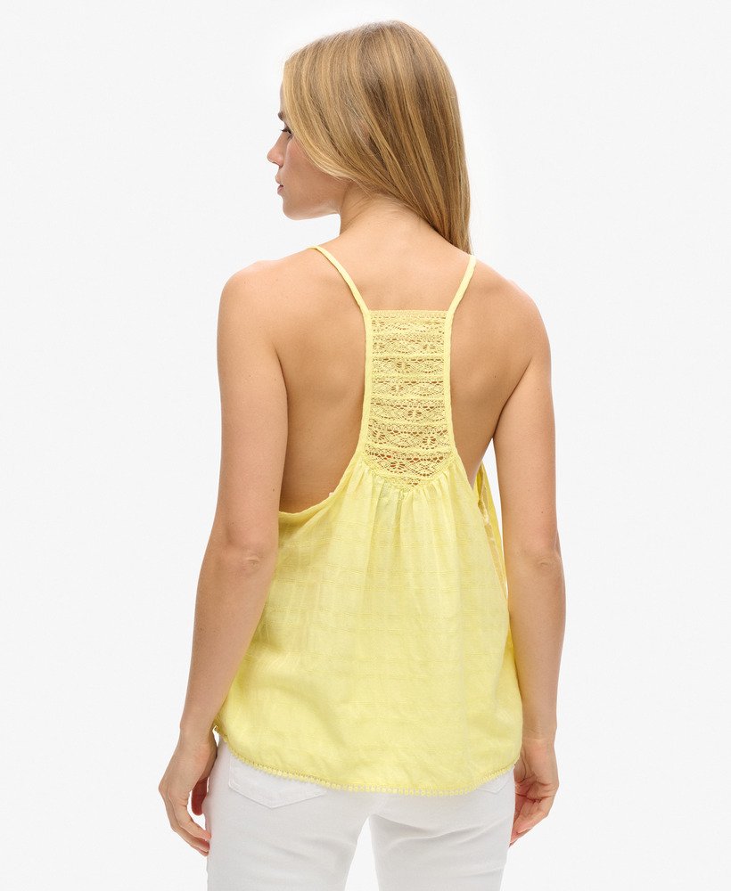 kanten camisole strandtop in lichtgeel