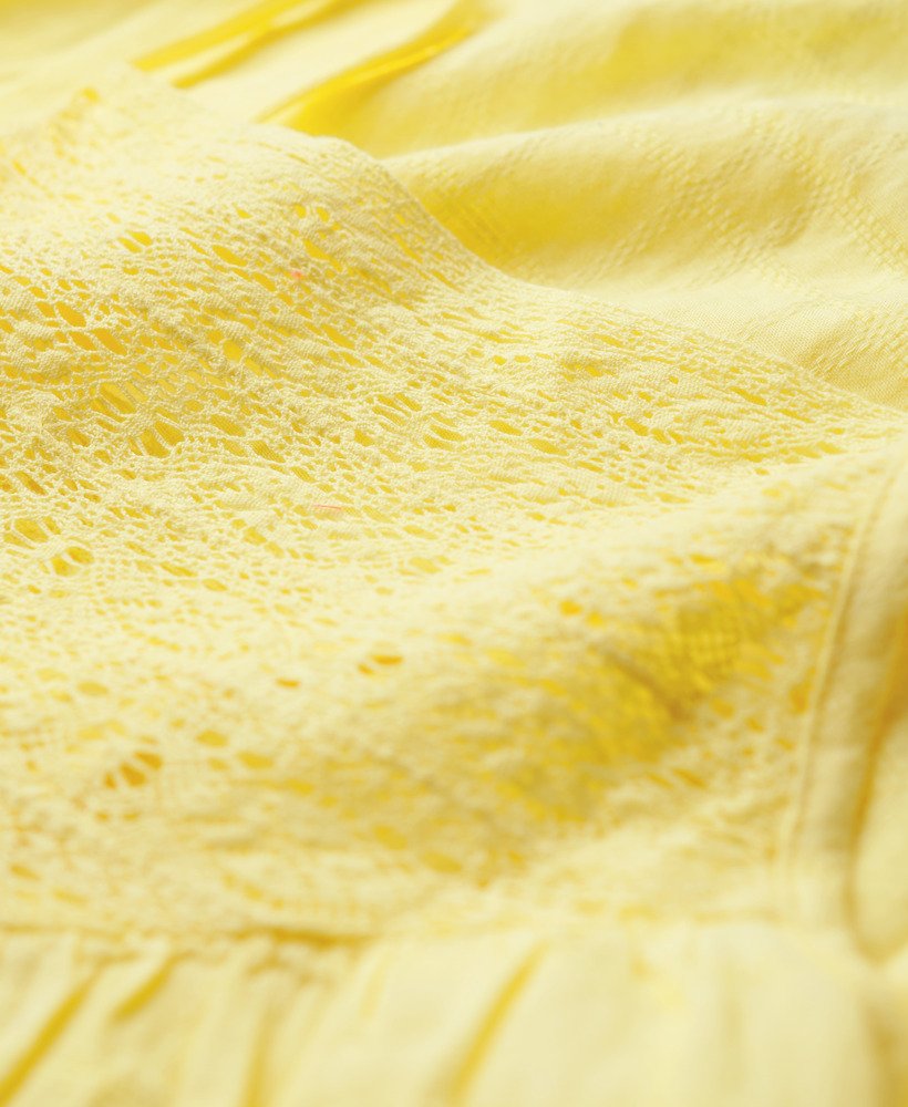 kanten camisole strandtop in lichtgeel