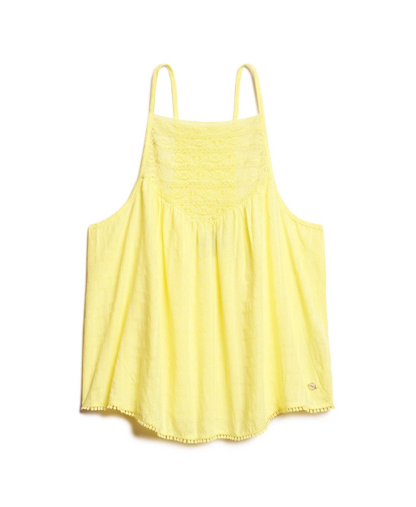 kanten camisole strandtop in lichtgeel