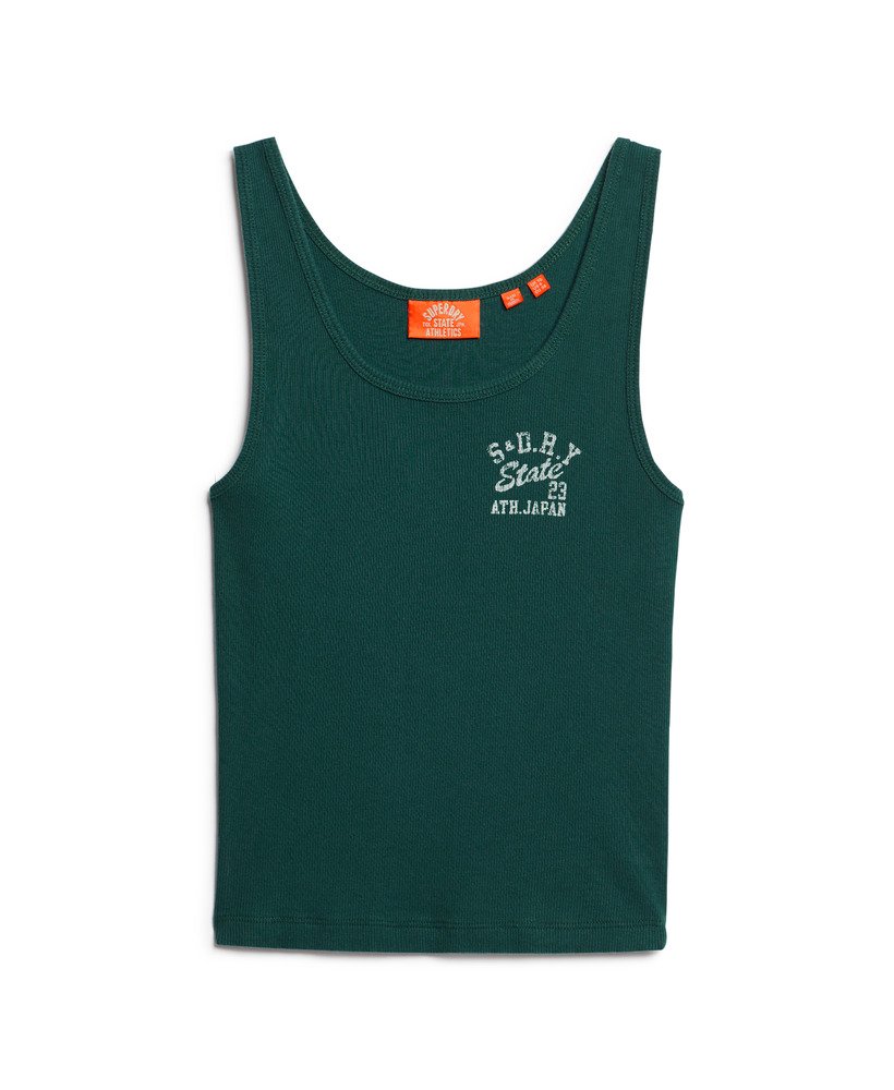 geribbeld vest van athletic essentials in donker dennengroen