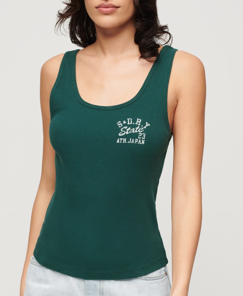 geribbeld vest van athletic essentials in donker dennengroen