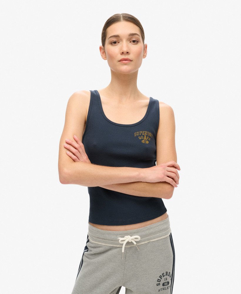 athletic essentials geribbelde vesttop in blueberry navy