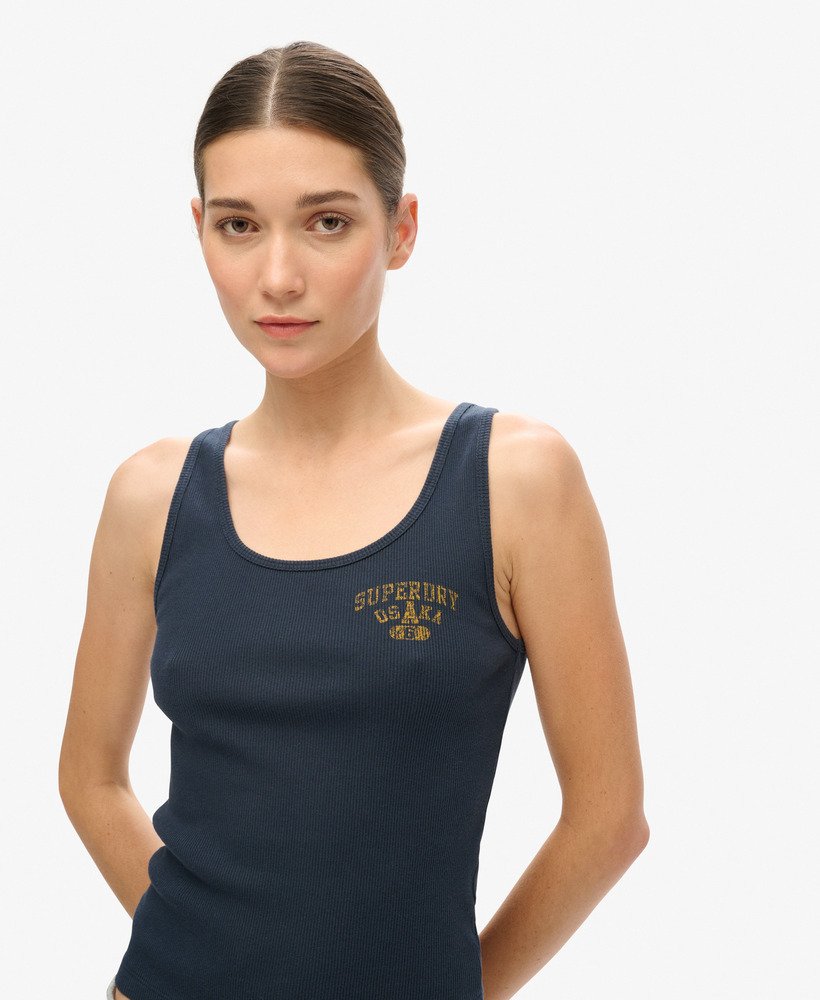 athletic essentials geribbelde vesttop in blueberry navy