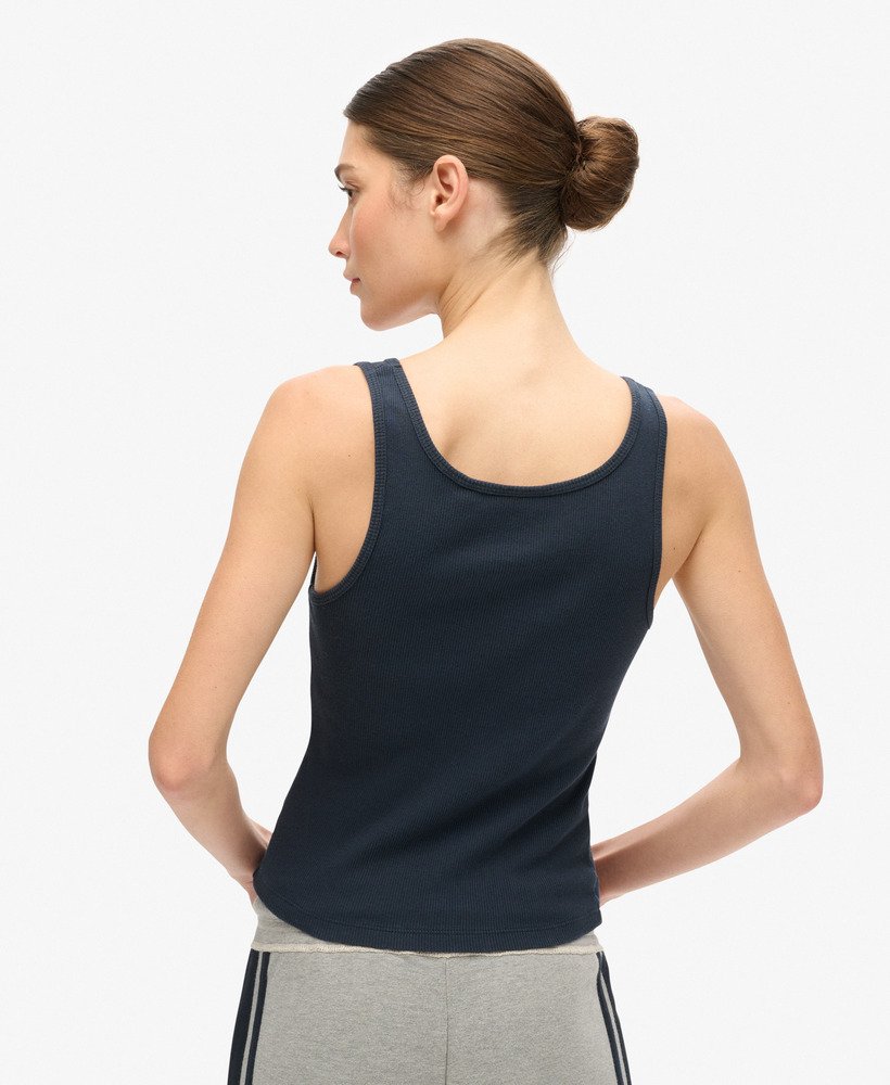athletic essentials geribbelde vesttop in blueberry navy