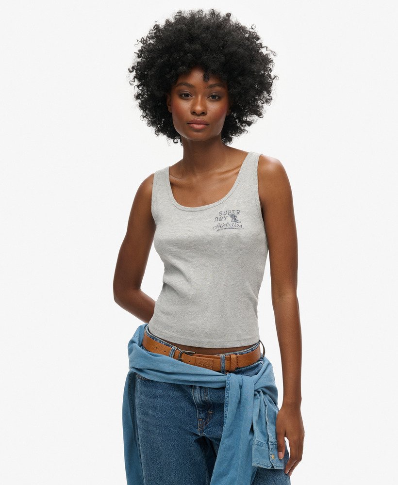 athletic essentials geribbelde vesttop in grijs gemêleerd