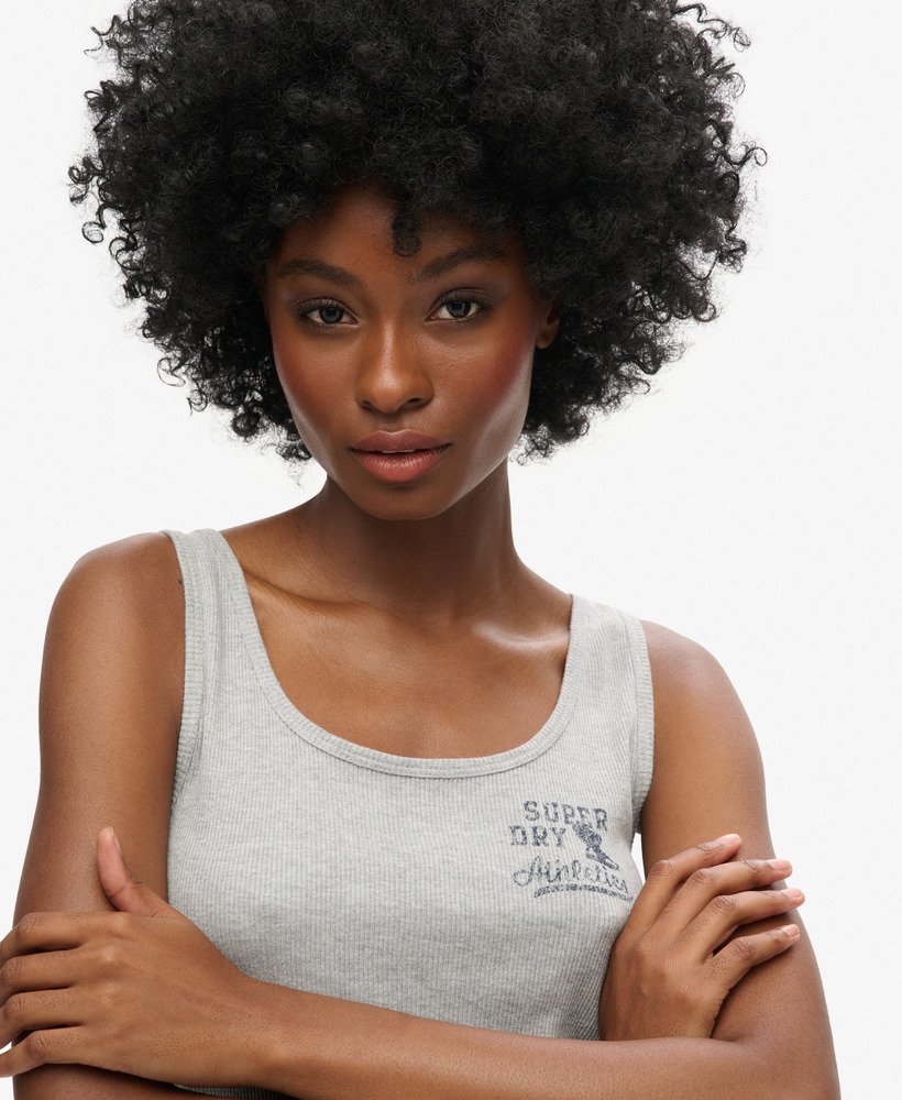 athletic essentials geribbelde vesttop in grijs gemêleerd