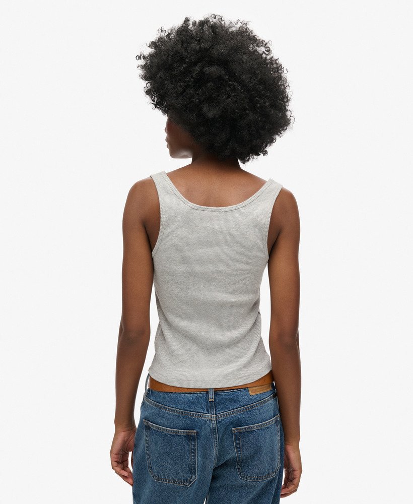 athletic essentials geribbelde vesttop in grijs gemêleerd