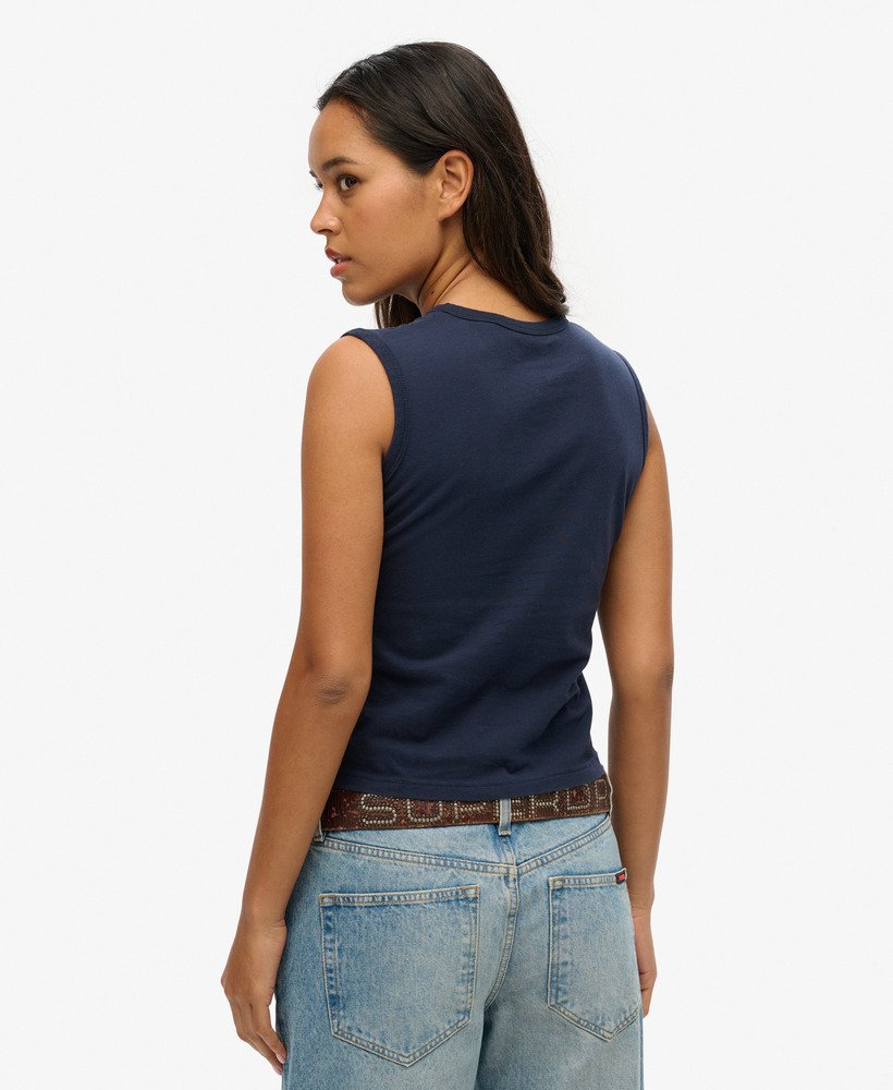 superdry x komodo kailash dragon slim vest top in nautical navy