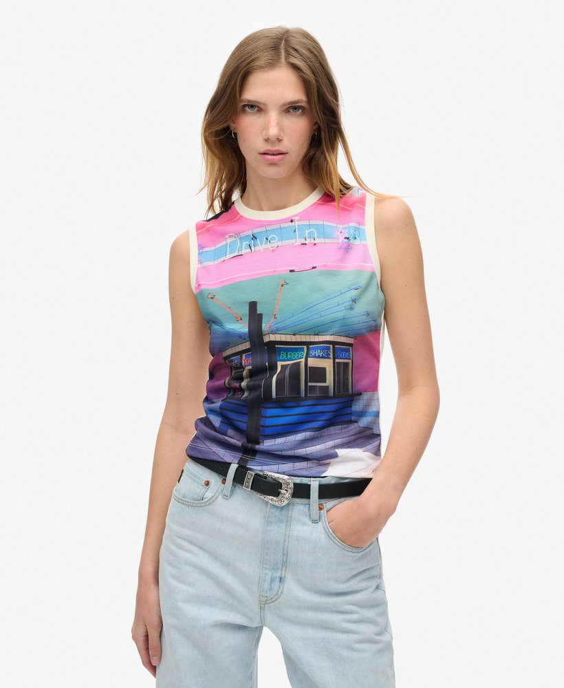 sub print vest top in drive in aop