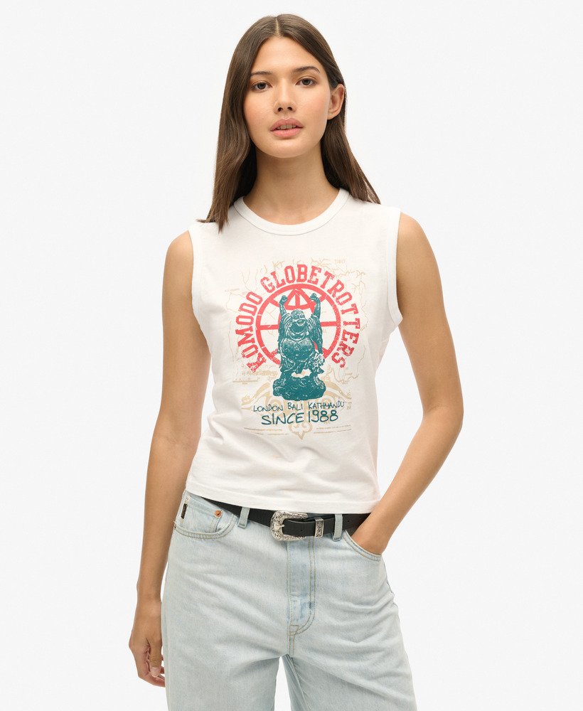 superdry x komodo globe trotter vest top in optic
