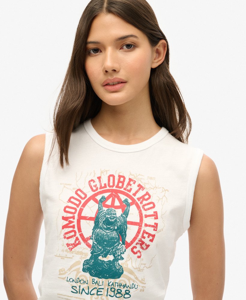 superdry x komodo globe trotter vest top in optic